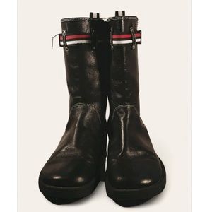 Tommy Hilfiger Black Multi Color Strap Boots Women Sz 6M
